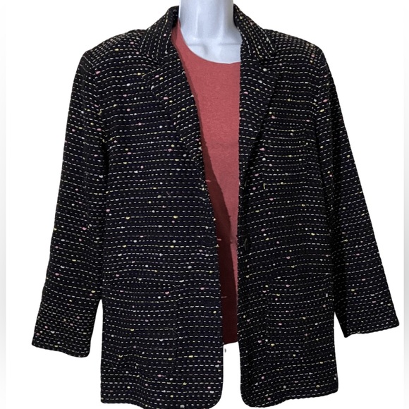 Vintage NEWPORT NEWS Warm and Comfy Black Blazer With Pastel Threads Jacket SZ M - Picture 1 of 2